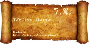 Tálos Mietta névjegykártya